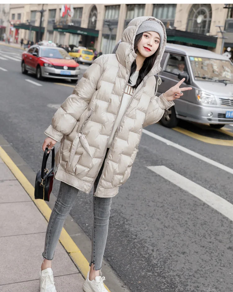 Зимняя модная простая Удобная хлопковая стеганая одежда средней длины с капюшоном/хлопковое пальто QTYFS1887