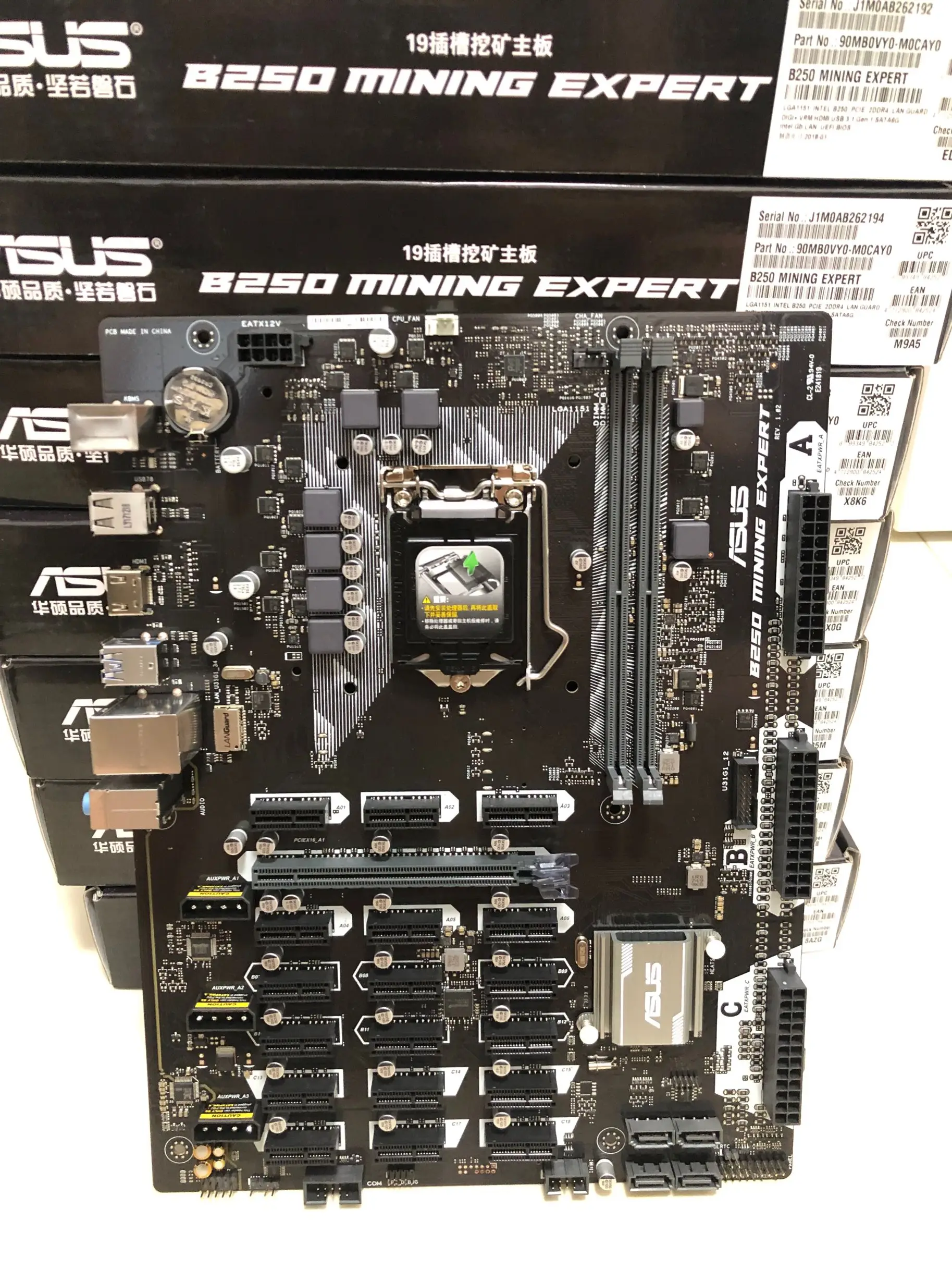 Новая оригинальная материнская плата ASUS B250 MINING EXPERT LGA 1151 DDR4 для i3 i5 i7 14NM 32GB 19 graphics B250 настольная материнская плата