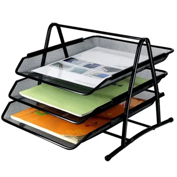 

Creative 3 Tier Office A4 Paper Organizer Document File Letter Book Brochure Filling Tray Rack Shelf Carrier Mesh Storage Holder