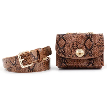 

Women Shoulder Vintage Portable Gift Large Capacity Party Waist Bag Removable Belt Rectangular Travel PU Leather Snake Skin