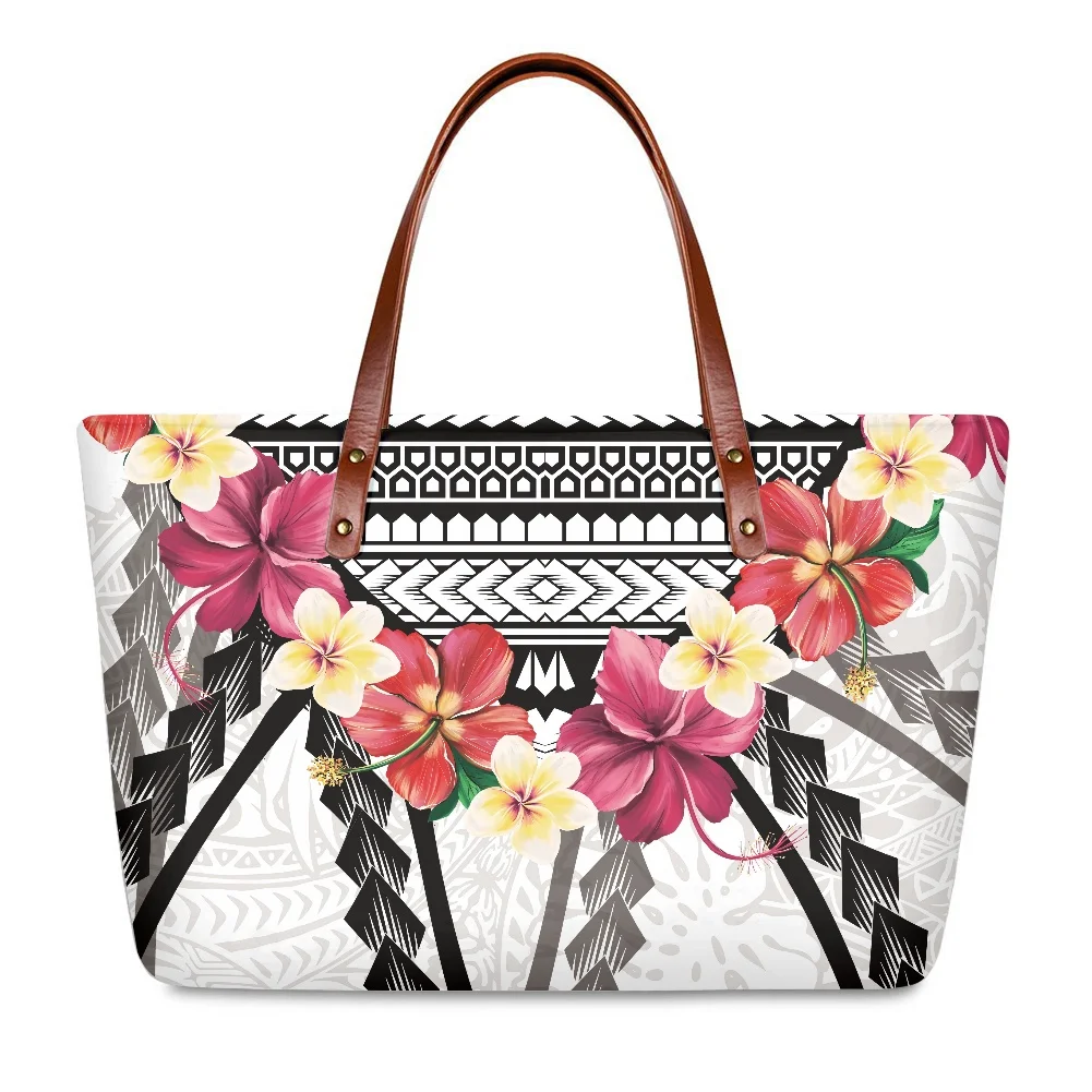 

Cumagical 2022 Factory Direct Sales Luxury Shoulder Bag For Women Samoan Tribal Hawaii Floral Print Large Tote Bags Handbags