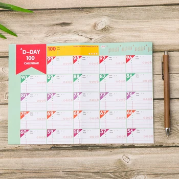 

1 PC 100-Day Countdown Sign Calendar Learning Schedule Daily Agenda Gift for Kids Study Planning Office School Supplies