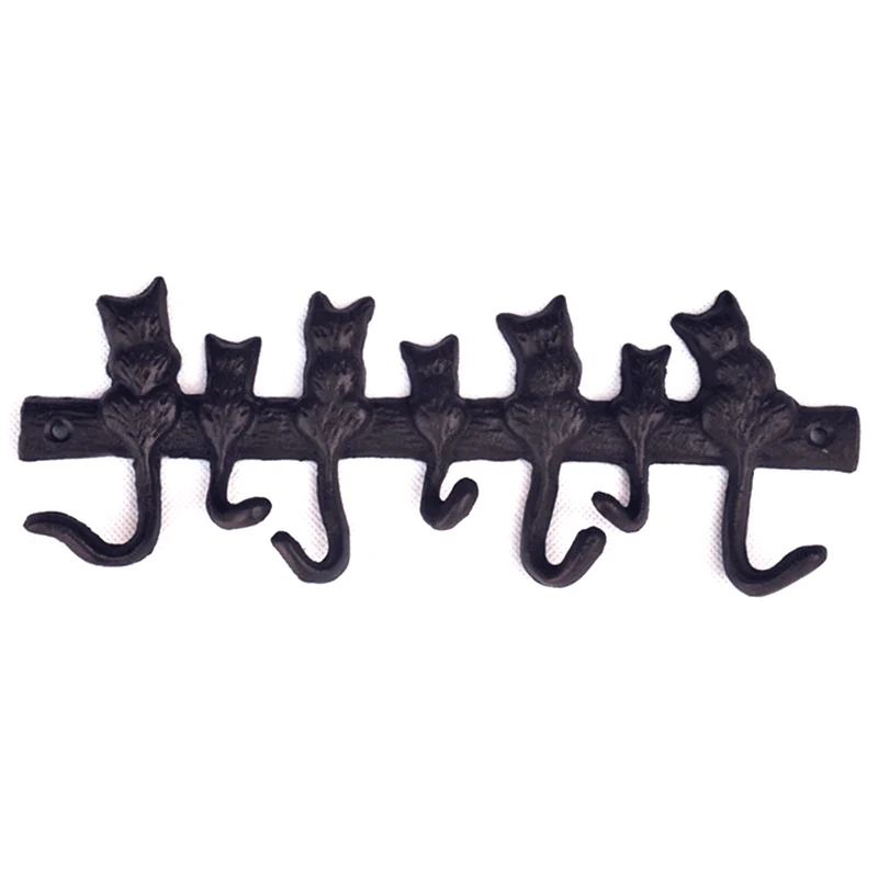 SZS Hot 7 Cats Cast Iron Wall Hanger-Decorative Keys Holder with 7 Hooks-Wall Mounted