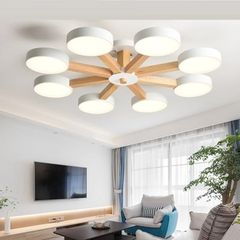 Nordic Wooden Chandelier lamps 3/6/8 lights Living Room Bedroom