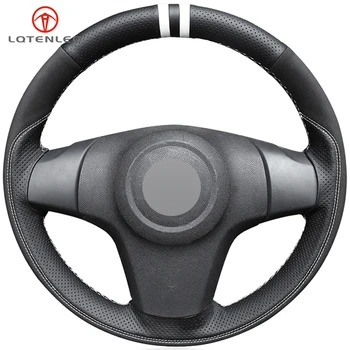 

LQTENLEO Black Leather Suede Car Steering Wheel Cover For Opel Corsa 2008-2014 Vauxhall Corsa 2010-2014 Chevrolet Niva 2009-2017