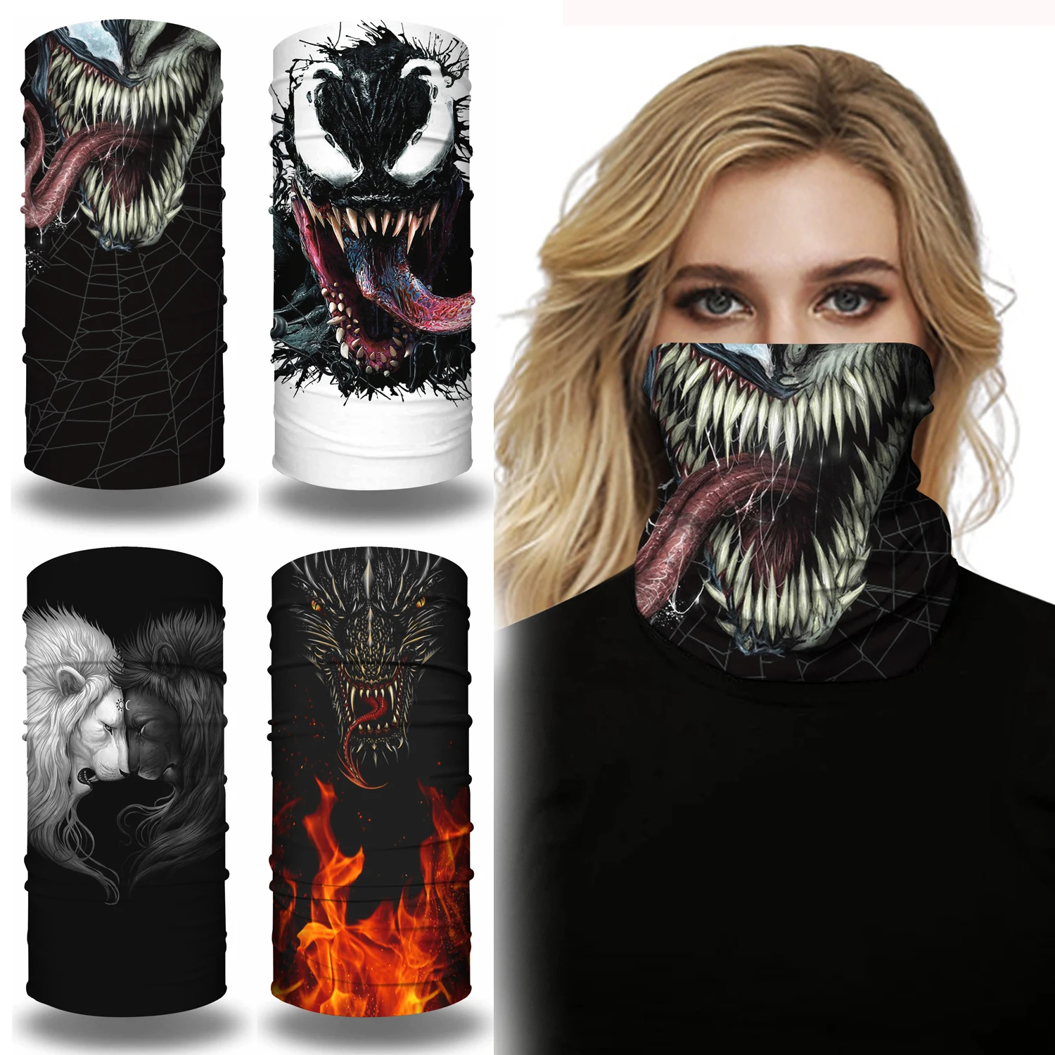 Бесшовные Балаклавы Venom с животными волшебный шарф головные уборы спортивные