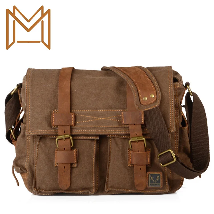 

Cloth Package Canvas Crazy Horsehide Male Package Single Shoulder Leisure Time Satchel
