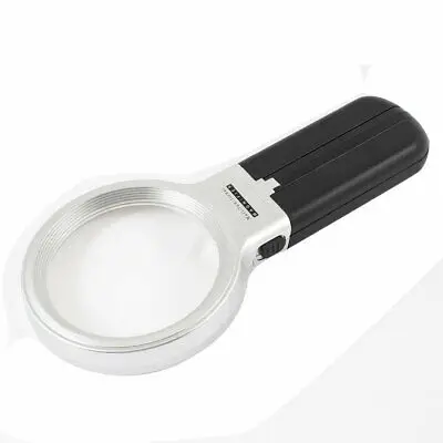 

Gray Black Plastic Frame 74mm Dia Lens LED Light 3X 4.5X Handheld Magnifier