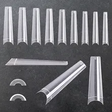 XXL Extra Langen Nagel Tips Halbe Abdeckung Klar Farbe C Curve Acryl Verlängerung Salon Versorgung 600 stücke 9 größen Sarg + Cowboy Falsche Nägel &