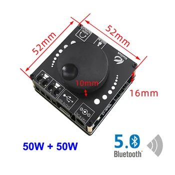 

2*50W Bluetooth 5.0 Power Amplifier Speaker Class D Audio 30W~200W HiFi Stereo Mini USB Music Sound Card App Digital AMP