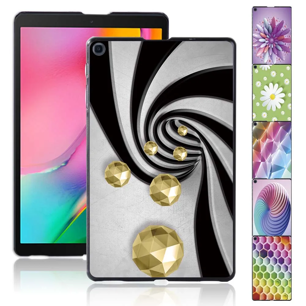 

Tablet Case for Samsung Galaxy Tab A 10.1 Inch 2019 T510/T515 3D Pattern Casual Plastic Protective Back Shell Cover+ Free Stylus