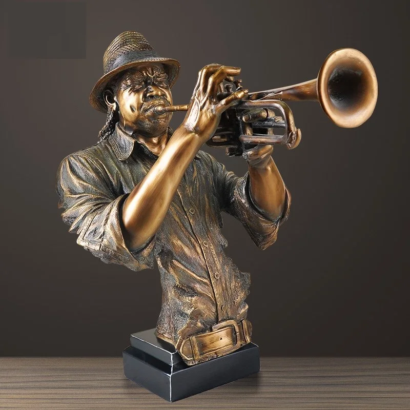 52cm Abstract Figure Musician Figurine Creative Music Trumpet Bust
