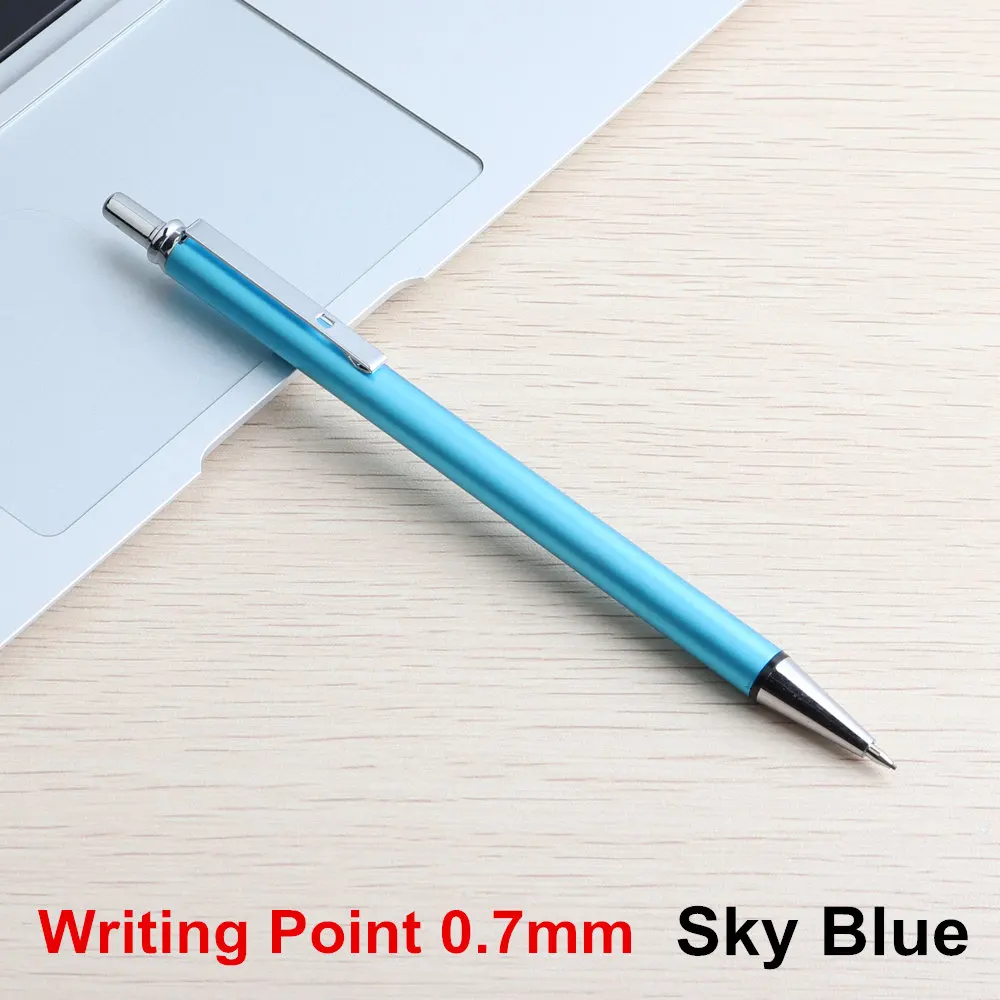 Высокое качество рекламные автоматические карандаши 0,5 мм 0,7 мм предотвращают скользкий шлифовальный держатель металлический канцелярский карандаш - Цвет: sky blue 0.7mm