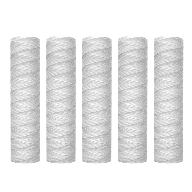

10 Micron 10 Inch x 2.5 Inch String Wound Sediment Water Filter Cartridge Whole House Sediment Filtration, Universal Replacement