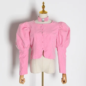 

Casual Loose Women's Blouses Square Collar Lantern Long Sleeve Short Shirts For Female Fashion Clothing 2020 Tide