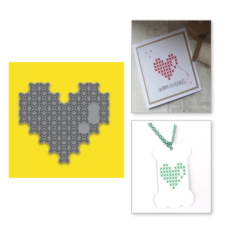 

YaMinSanNiO Cross Stitched Heart Metal Cutting Dies New 2019 for Craft Scrapbooking Embossing Die Cut Decorative Card Making DIY
