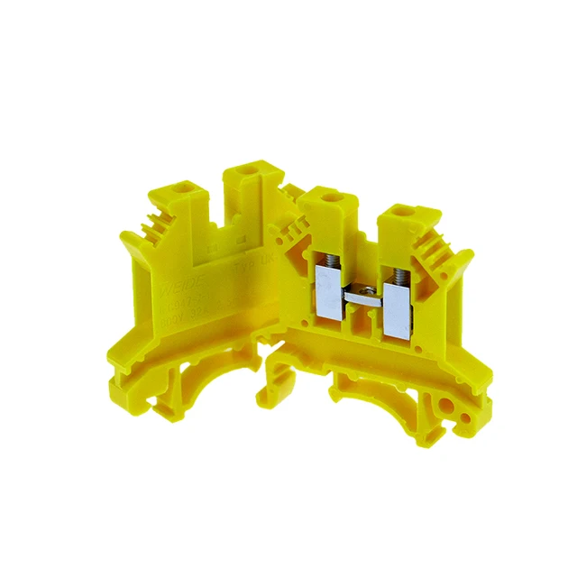 10Pcs Din Rail Terminal Block UK-2.5B Wire Electrical Conductor Universal Connector Screw Connection Terminal Strip Block UK2.5 Yellow
