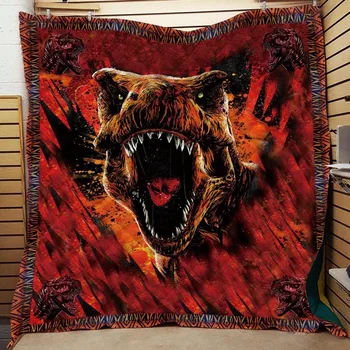 

Jurassic Park Ferocious Dinosaur Printed Home Sofa Cover Quilt Queen Size Kids Adult Blankets For Beds Sofa Camping Red Quilt