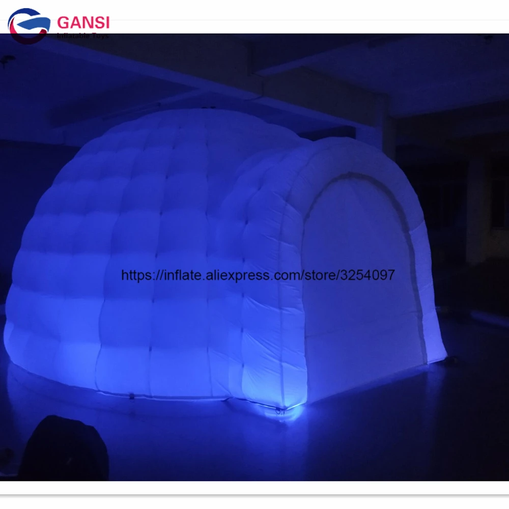 Free shipping door to door inflatable white dome tent factory price inflatable led party tent with air blower 2 person double door camping dome tent orange