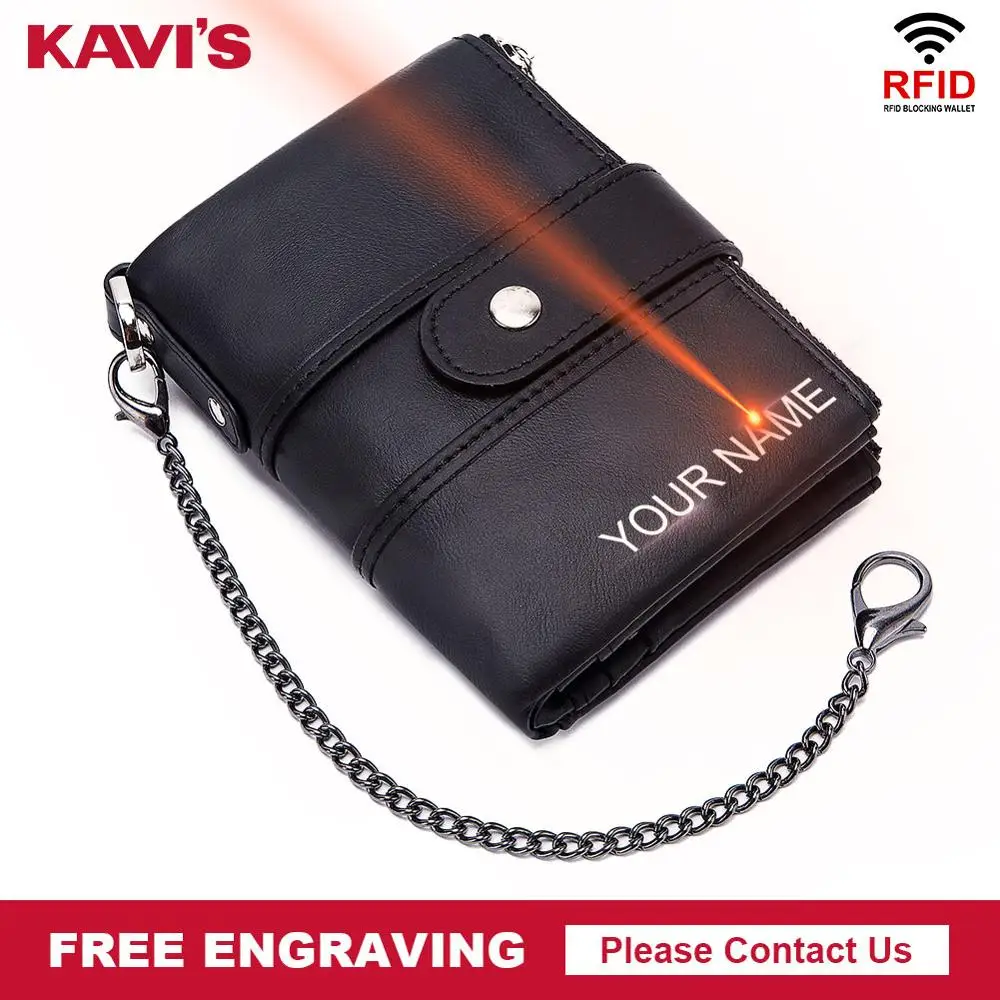 Pаспродажа KAVIS Rfid имя Бесплатная гравировка натуральная кожа кошелек для мужчин Crazy Horse кошельки короткий кошелек для монет мужской кошелек для денег ...