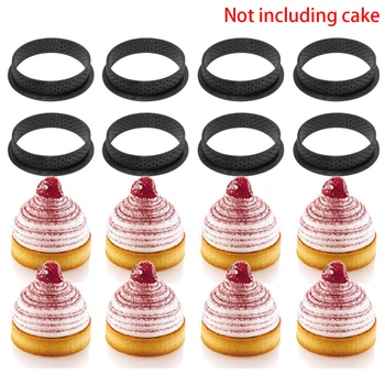 

8Pcs Round Shape Mousse Circle Cutter Decorating Tool French Dessert DIY Cake Mold Perforated Ring Non Stick Bakeware Tart