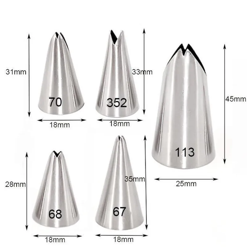 5Pcs-set-Leaves-Nozzles-Stainless-Steel-Icing-Piping-Nozzles-Tips-Pastry-Tips-For-Fondant-Cake-Baking.jpg 5Db/Készlet Levelek Fúvókák Rozsdamentes Acél Jegesedés Csövek Tippek Tészta Fondant Sütemény Sütőedényekhez - Image 6