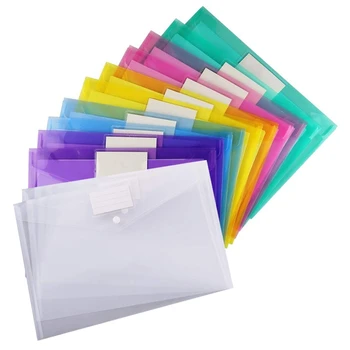 

HOT-Envelope Poly Letter Document File Bag A4 Size Document Envelope with Label Pocket and Snap Button Suitable for School Home