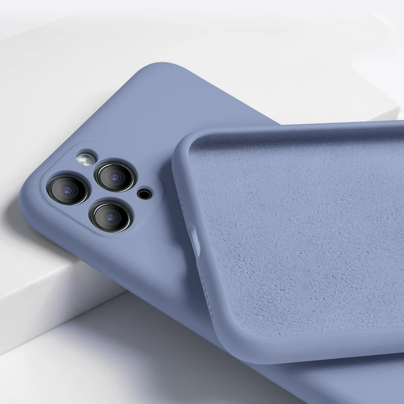 Gray Purple Для iPhone 11 чехол жидкий силиконовый матовый мягкий чехол для Apple iPhone 11 Pro Max гибкий противоударный чехол для телефона полуночно-зеленый - Цвет: Gray Purple
