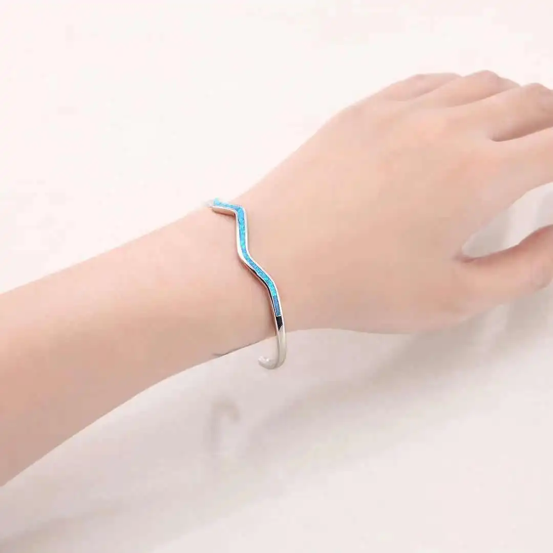 JLZ-035  New blue opal bracelet bangle top quality jewelry cuffs men and ladies lover giftsfor summer holiday