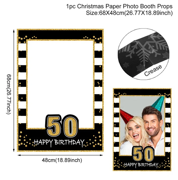 Photo Frame HUIRAN Черное золото 30th 40th 50th День Рождения украшения для взрослых 30 40 50 Happy Birhtday Декор события партия поддерживает поставки - Цвет: Photo Frame