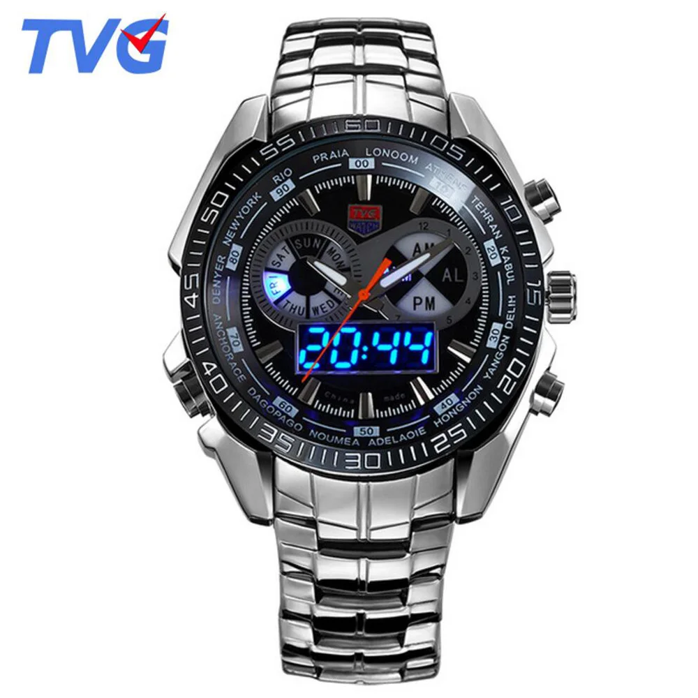 Новинка 2020 мужские спортивные часы TVG водонепроницаемые кварцевые из