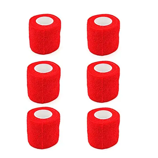 Red 24 шт., тату-ручка, бинты, покрытие, обертывания, 5 см, нетканые, водонепроницаемые, самоклеющиеся, для пальцев, защита запястья, для тату, аксессуары - Цвет: Red