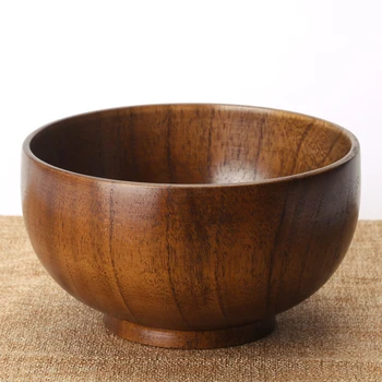 

1pc salad bowl Chinese round wooden bowl wooden bowl Japanese style rice soup bowl food container wooden tableware