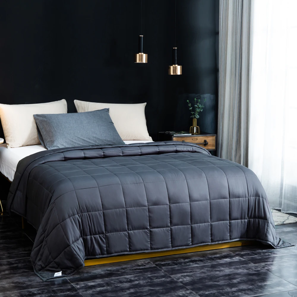 Cotton Weighted Blanket Made with Glass Beads Plaid Gravity Blanket for