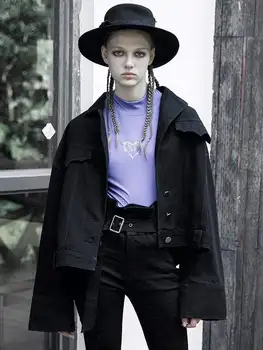 

Punk Rave Women's Double Layered Turn-down Collar Fitted Jackets Coats PY-414XD