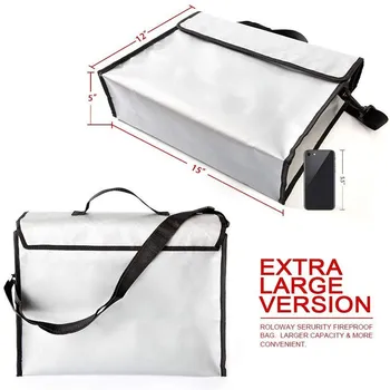 Best Portable Stereo Silicone Fireproof File Bag Document Financial File Information Fire Bag Shoulder Bag