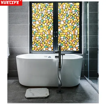 

Colored broken stone pattern non-adhesive static glass stickers bedroom insulation sunscreen window paper toilet opaque film