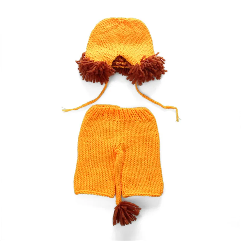 Cute Lion Crochet Knitted Newborn Photography Props Lions Animals Baby Infant Souvenirs Clothing Set Costume Outfit Photo Shoot Props (1)