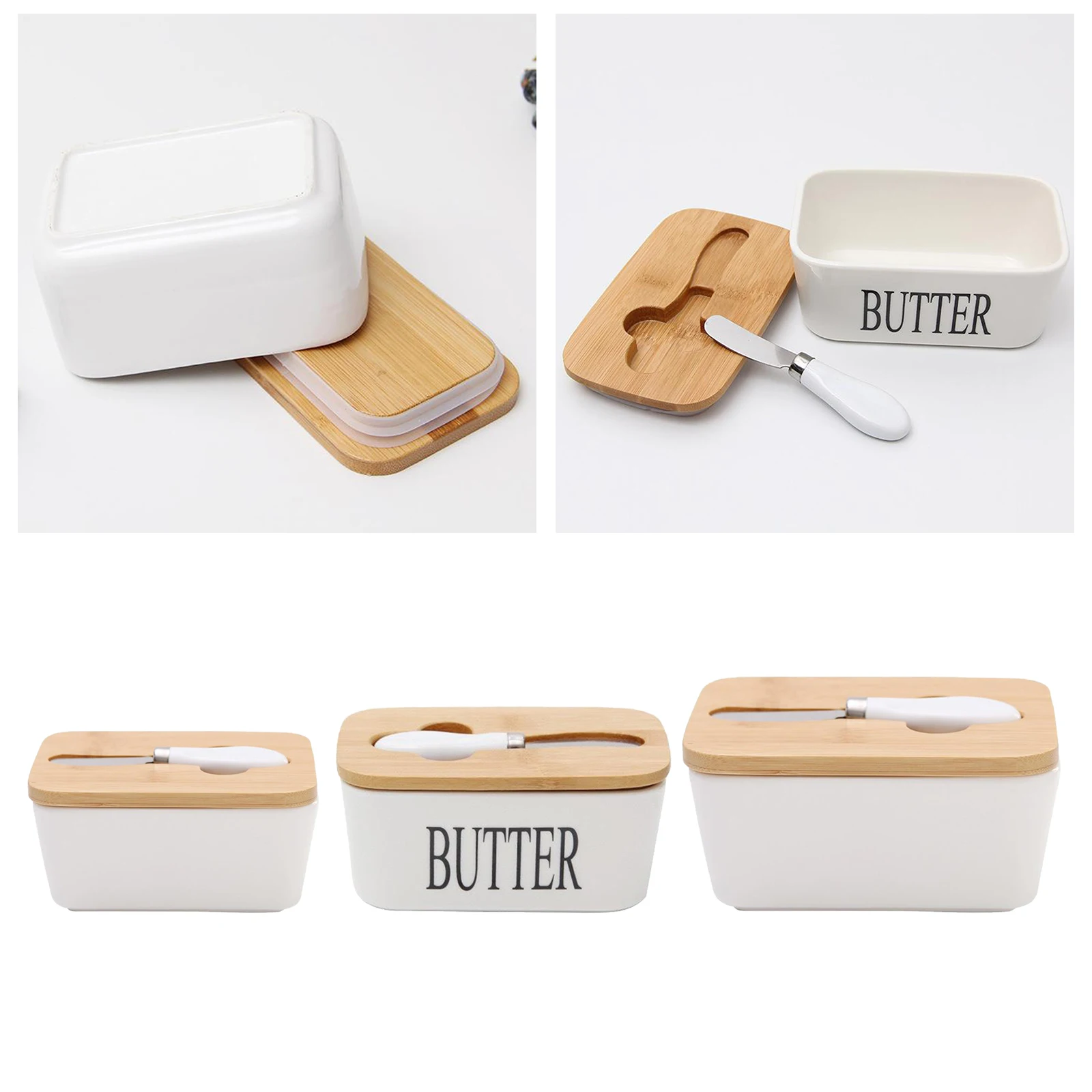 Airtight Butter Dish with Knife Porcelain Butter Keeper Container with Lid Airtight Butter Dish with Knife Porcelain Butter Keeper Container with Lid
