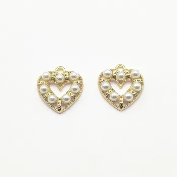 

New arrival! 21x19mm 50pcs Imitation pearl Heart charm for Jewelry accessories Earrings DIY parts,hand Made Earring Making