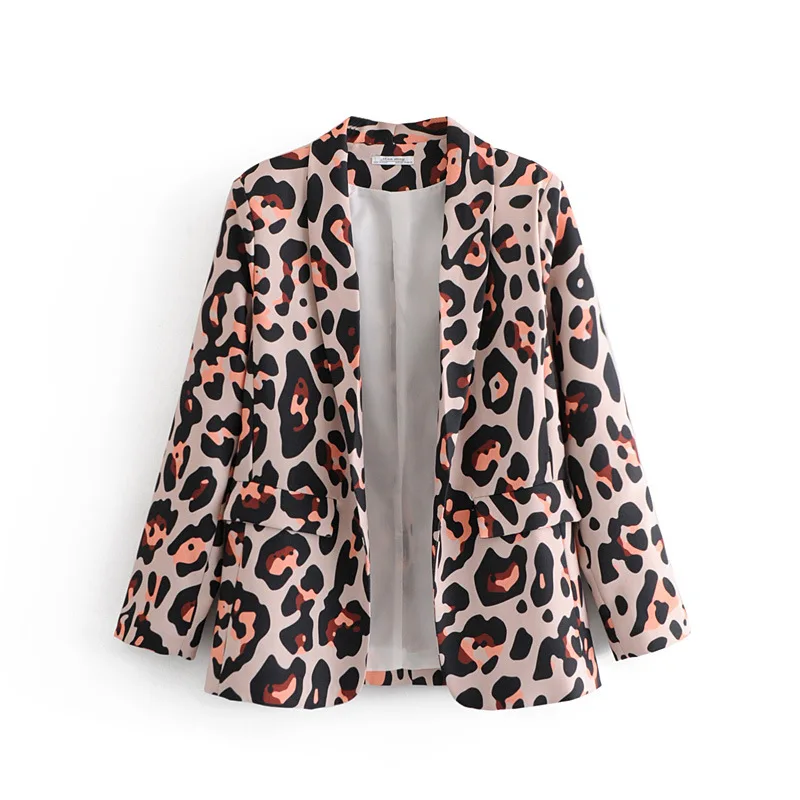 

Spring New Style Europe And America WOMEN'S Dress-Style England-Style Retro Leopord Pattern Printed Loose-Fit Suit Jacket W2012