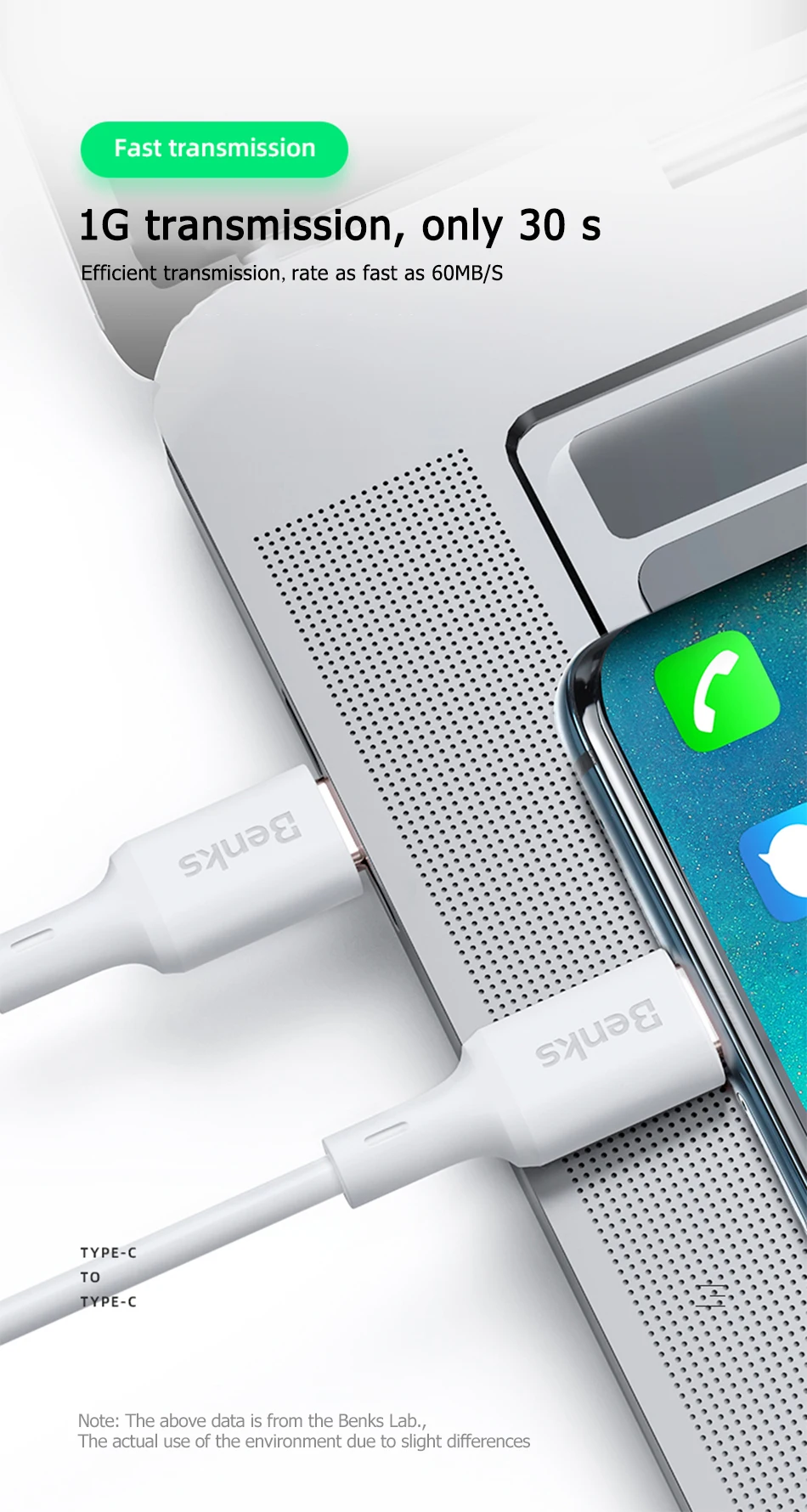 Benks двойной USB кабель type-C для iPad Pro провод для ноутбука телефон Быстрая зарядка линия передачи данных для Apple Macbook huawei Xiaomi 9 Mix шнур