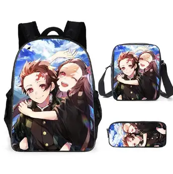 

New Cartoon anime Customized Boys Girls Primary Student School Bag Set for Teenager Backpack Personized Kids Schoolbag 3PCS