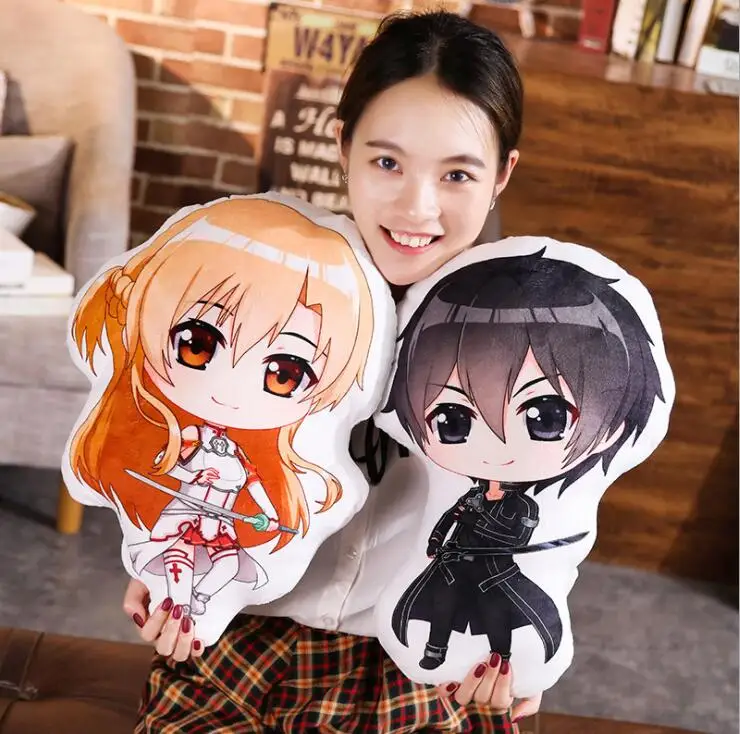 Аниме меч искусство онлайн Kirito Плюшевые игрушки Мягкая плюшевая подушка 20-45 см