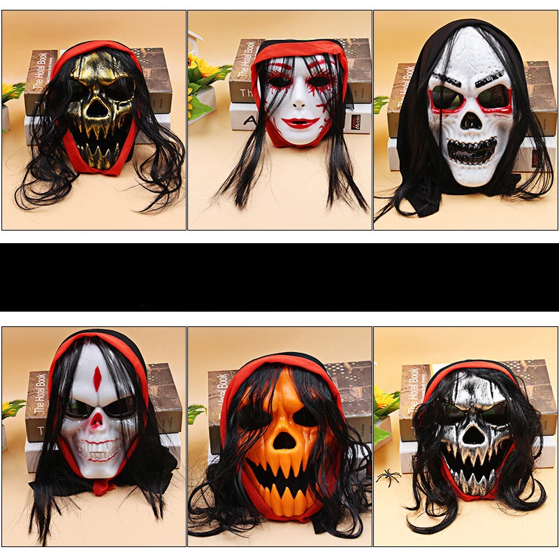 

2019 New Halloween Mask Horror Creepy Mask Long Hair Horror Demon Ghost Masquerade Party Scare Mask Halloween Tidy Party Props