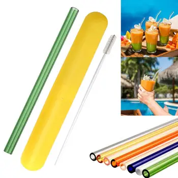 

Reusable Straw Flat Fashion Wedding Birthday Simple Heat-resistant Environmental Colored Color Glass Party Protection Straw Q4A8