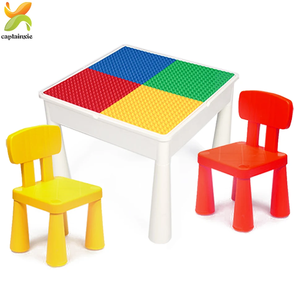 Детские Многофункциональные строительные блоки стол со стульями маленькие большие частицы Baseplate стол DIY Кирпичи игрушки для детского подарка