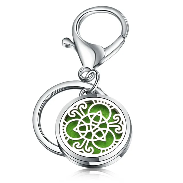 Fashion Round Little Love KeyChain Jewelry Stainless Steel Essential Oil Diffuser Perfume Aromatherapy Locket Key Chain Jewelry 1PCS
