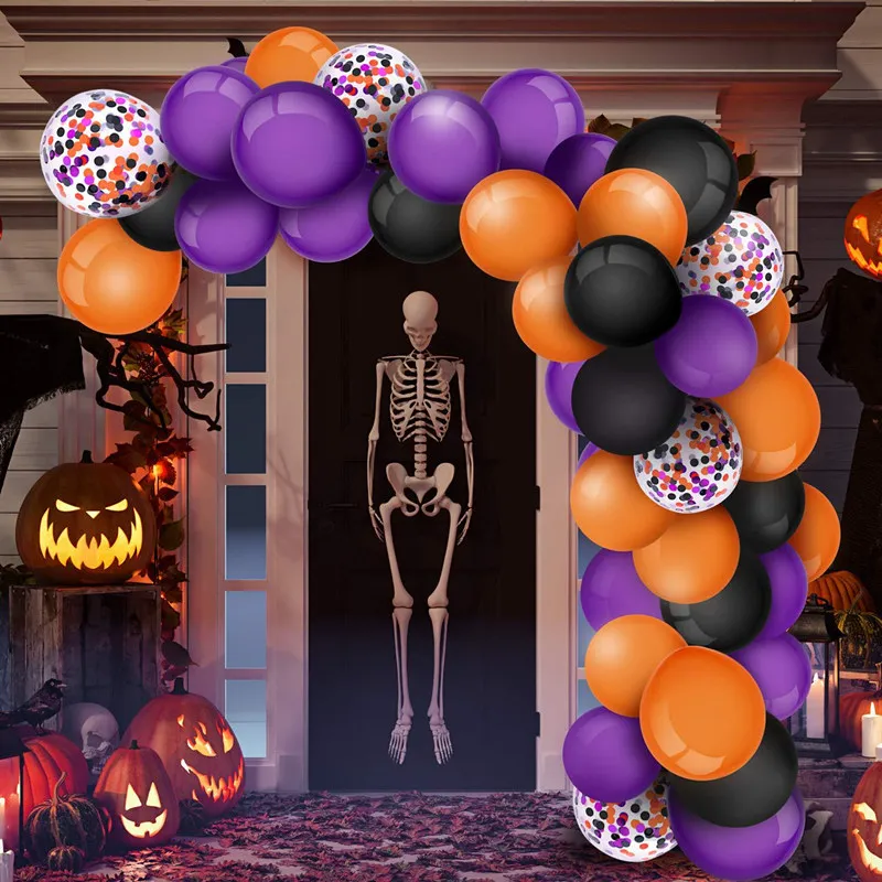 129 Шт/setBalloon латексный воздушный шар фиолетового и черного цвета украшение Хэллоуин композиция костюм нарядная Праздничная Вечеринка