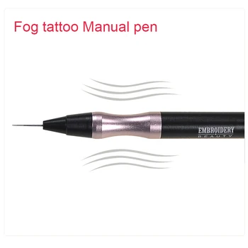

Manual Tattoo Pen + 10PCS round Blade black Needles 3D Permanent Makeup Eyebrow needles caps Microblading Kits tattoo tool Sets